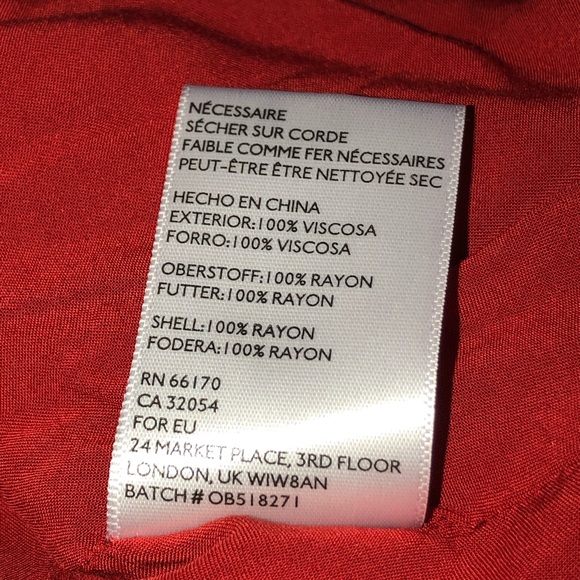 ECOTE Shift Dress Red Floral Bat Wing Sleeves - Picture 7 of 7